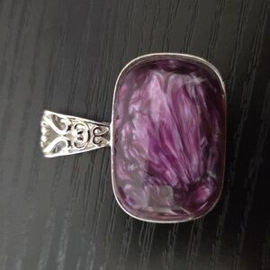 Lia Sophia Grape Chill Swirled Resin Pendant Silver Tone Statement Art Jewelry